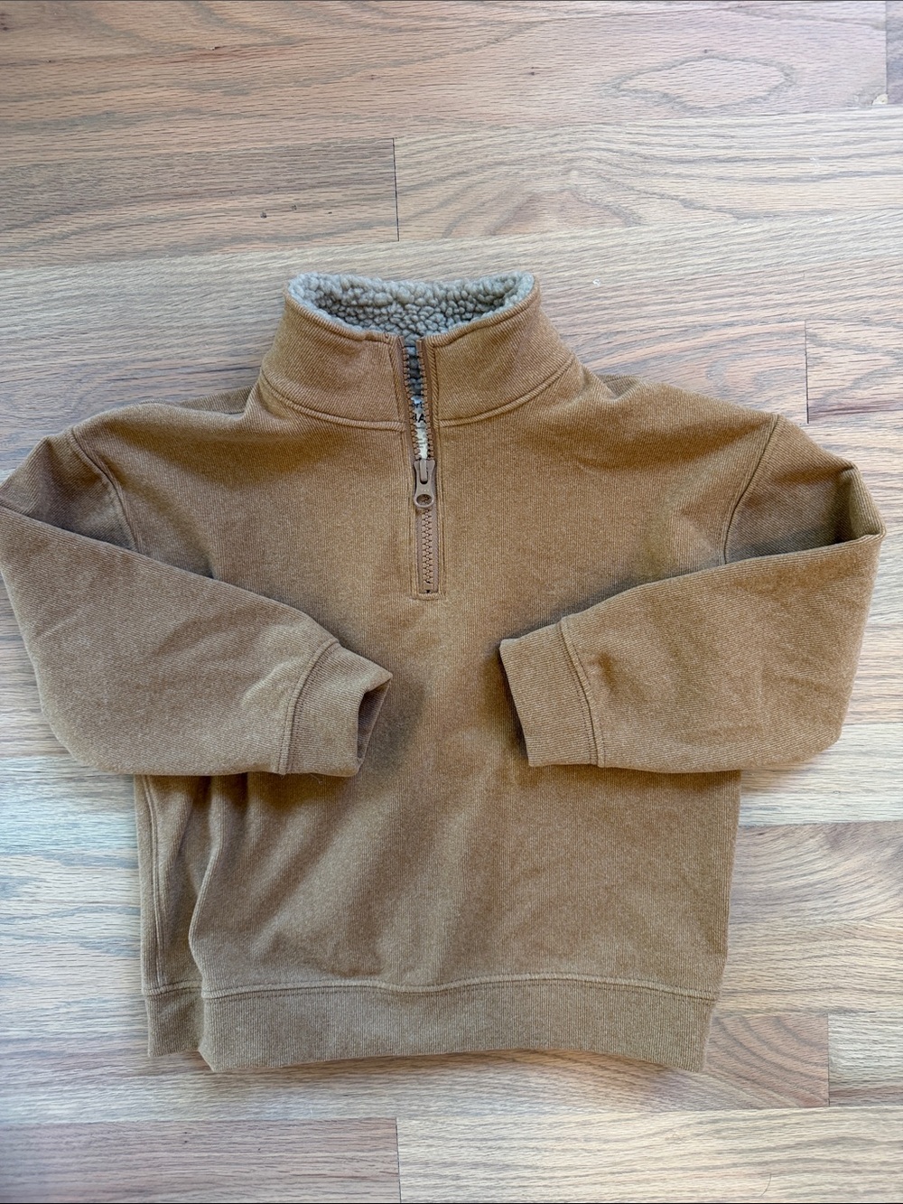 Carter's Brown Sherpa-Lined Quarter Zip Sweater Boys 4T NWOT